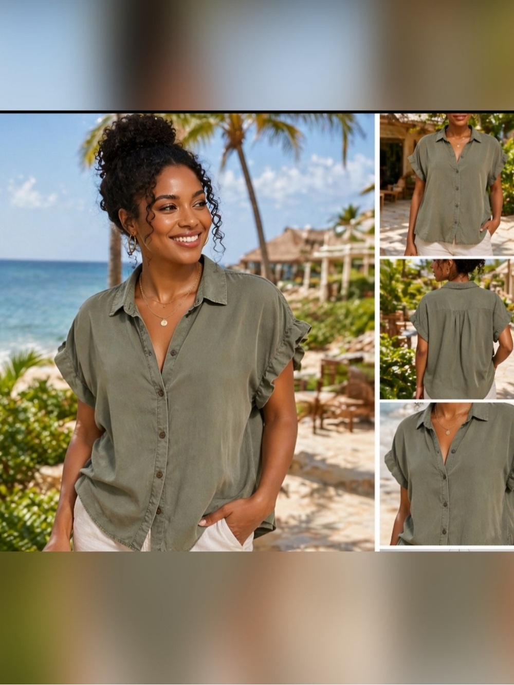 Quince Vintage Wash Tencel Camp Shirt Olive